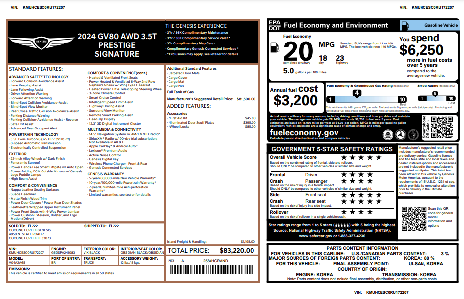 2024 GENESIS GV80 Prestige Signature photo 3