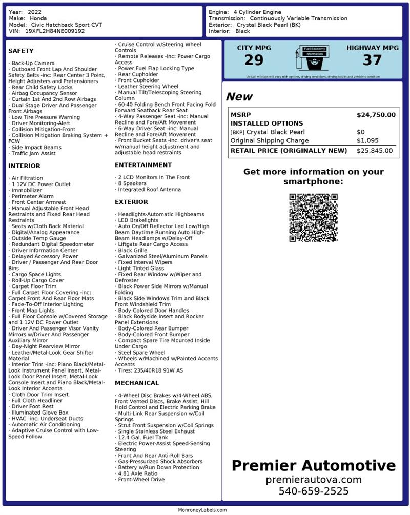 2022 Honda Civic Hatchback Sport's photo